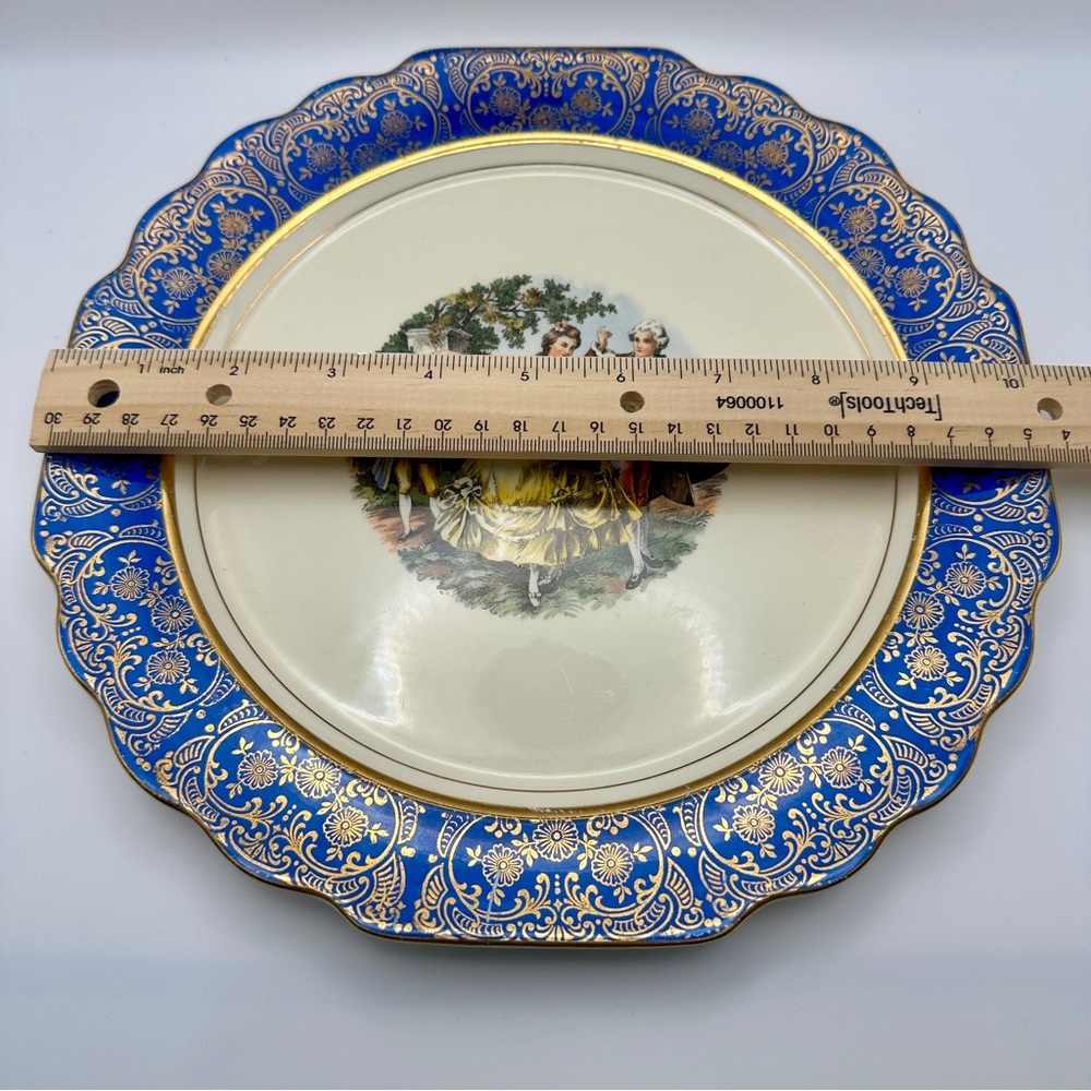Vintage Hand Painted Decorative‎ Plate Dorlexa China 10 in Blue and 22k Gold